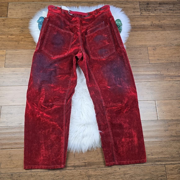 We The Free RARE Red Rio Flocked Moxie Barrel Jeans 28 - Picture 5 of 14